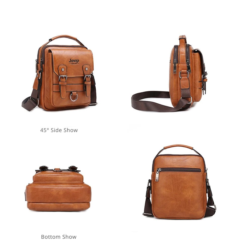 JEEP BULUO Multi-function Business Handbags Men New Man's Shoulder Bag Large Capacity Leather Messenger Bag Crossbody Big Brand - Cozy & Co. Market