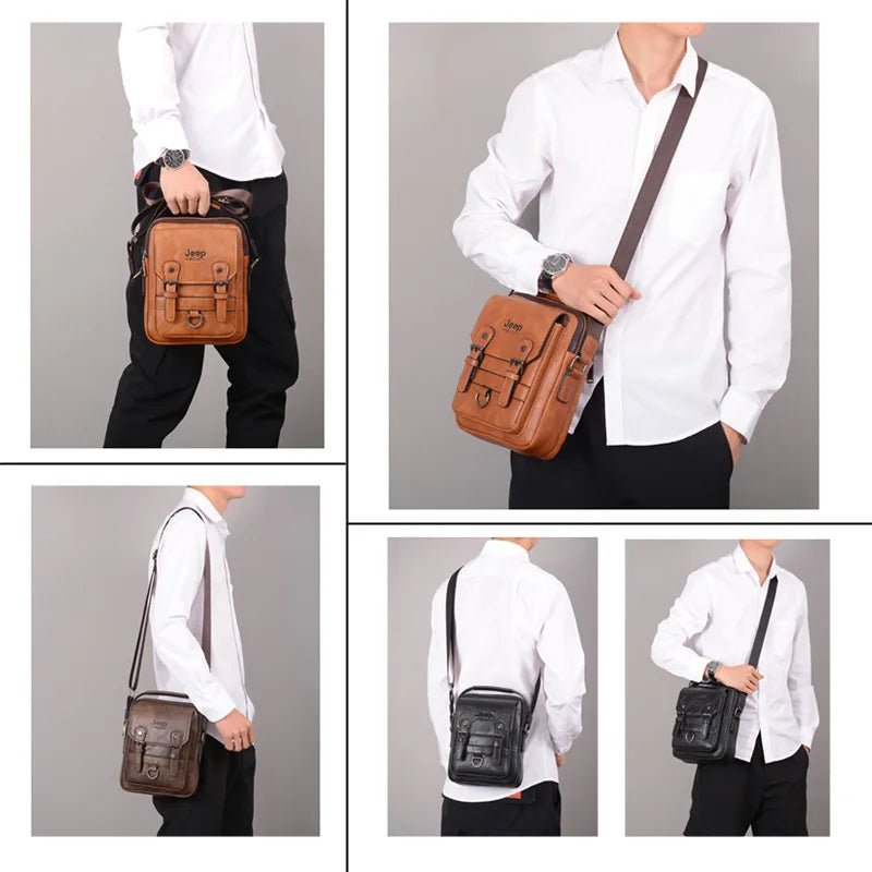 JEEP BULUO Multi-function Business Handbags Men New Man's Shoulder Bag Large Capacity Leather Messenger Bag Crossbody Big Brand - Cozy & Co. Market