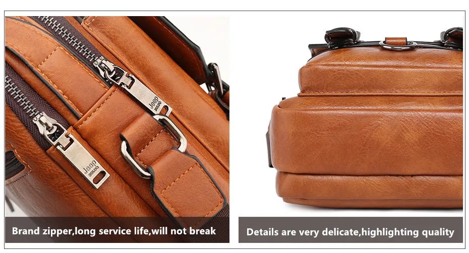 JEEP BULUO Multi-function Business Handbags Men New Man's Shoulder Bag Large Capacity Leather Messenger Bag Crossbody Big Brand - Cozy & Co. Market