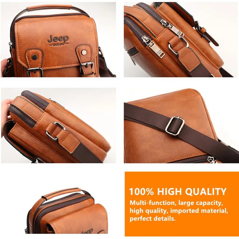 JEEP BULUO Multi-function Business Handbags Men New Man's Shoulder Bag Large Capacity Leather Messenger Bag Crossbody Big Brand - Cozy & Co. Market