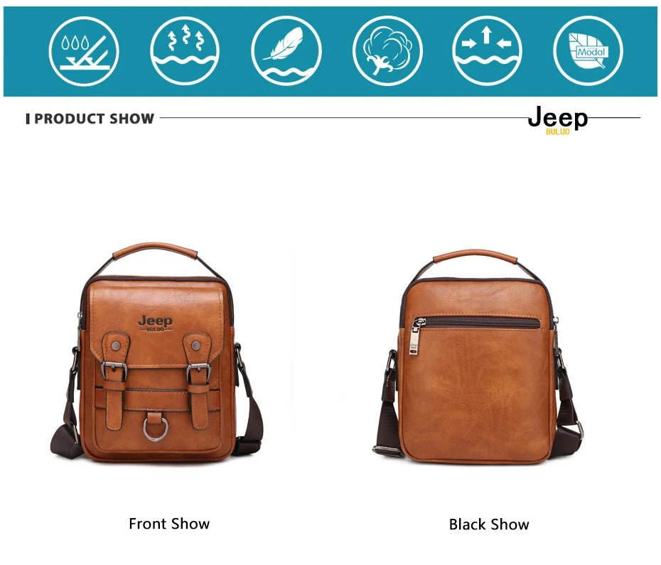JEEP BULUO Multi-function Business Handbags Men New Man's Shoulder Bag Large Capacity Leather Messenger Bag Crossbody Big Brand - Cozy & Co. Market