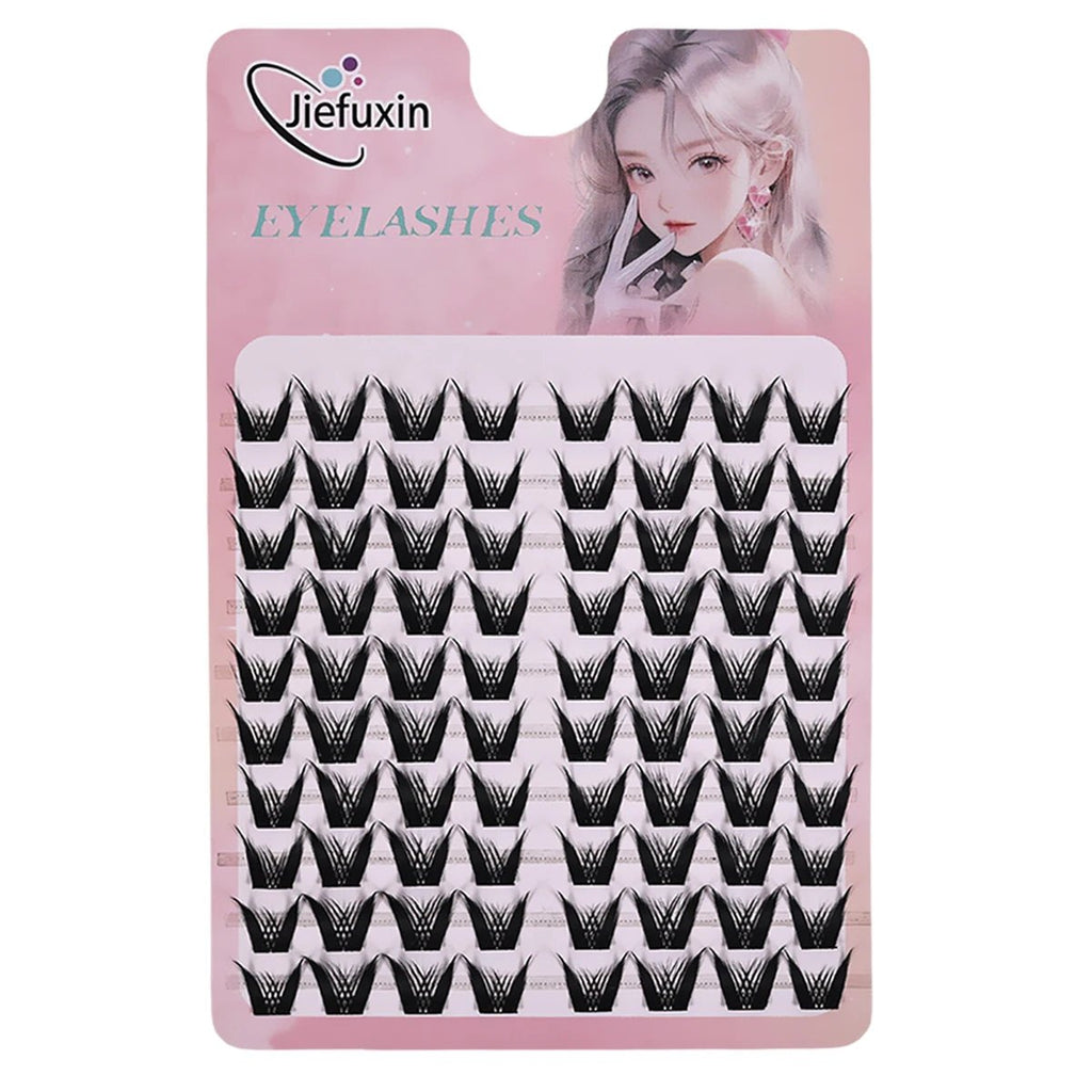 Jiefuxin DIY Lashes Fox Eye Manga False Eyelashes Large Capacity Tapered Thick Segmented Individual Cluster Lash Extensions - Cozy & Co. Market