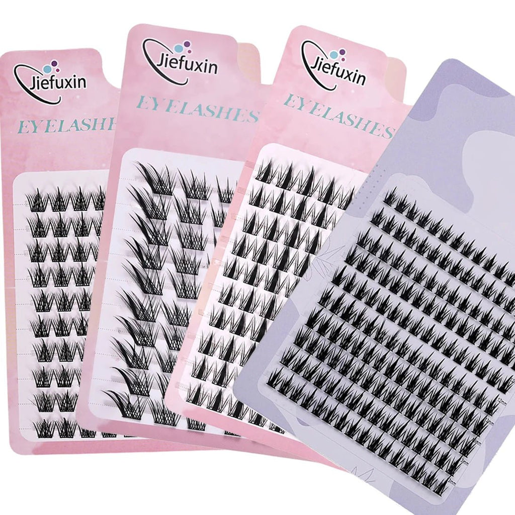 Jiefuxin DIY Lashes Fox Eye Manga False Eyelashes Large Capacity Tapered Thick Segmented Individual Cluster Lash Extensions - Cozy & Co. Market