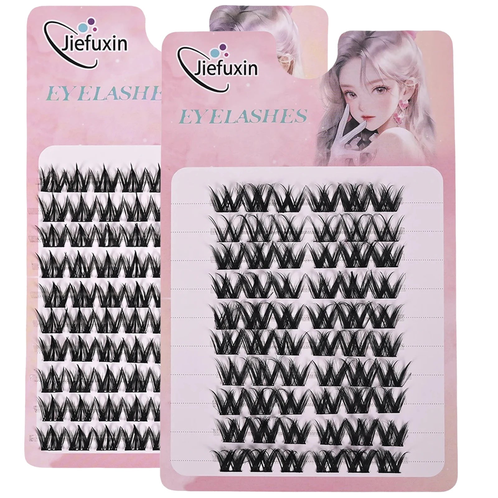 Jiefuxin DIY Lashes Fox Eye Manga False Eyelashes Large Capacity Tapered Thick Segmented Individual Cluster Lash Extensions - Cozy & Co. Market
