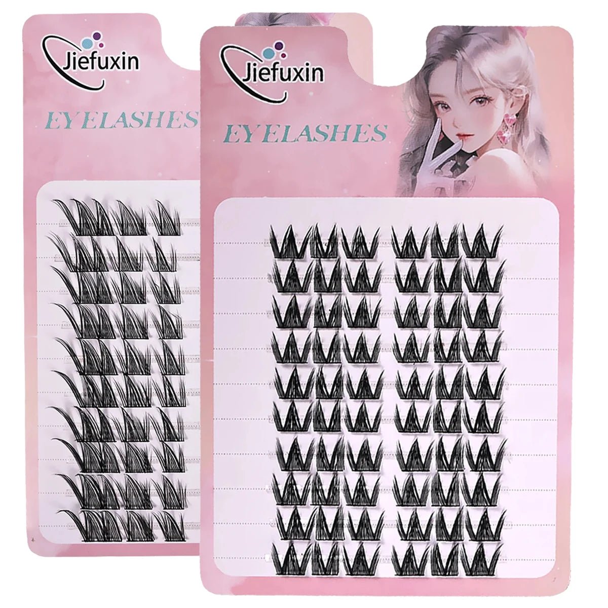 Jiefuxin DIY Lashes Fox Eye Manga False Eyelashes Large Capacity Tapered Thick Segmented Individual Cluster Lash Extensions - Cozy & Co. Market