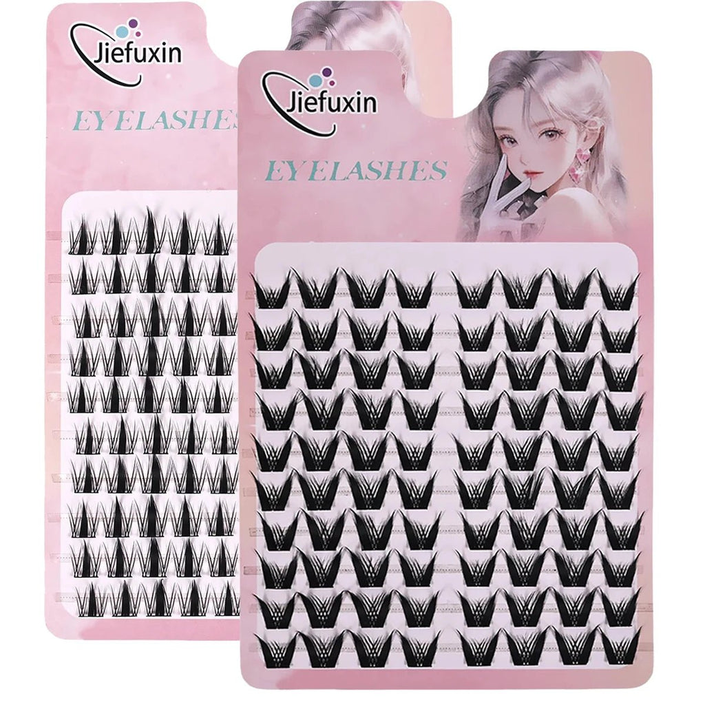 Jiefuxin DIY Lashes Fox Eye Manga False Eyelashes Large Capacity Tapered Thick Segmented Individual Cluster Lash Extensions - Cozy & Co. Market
