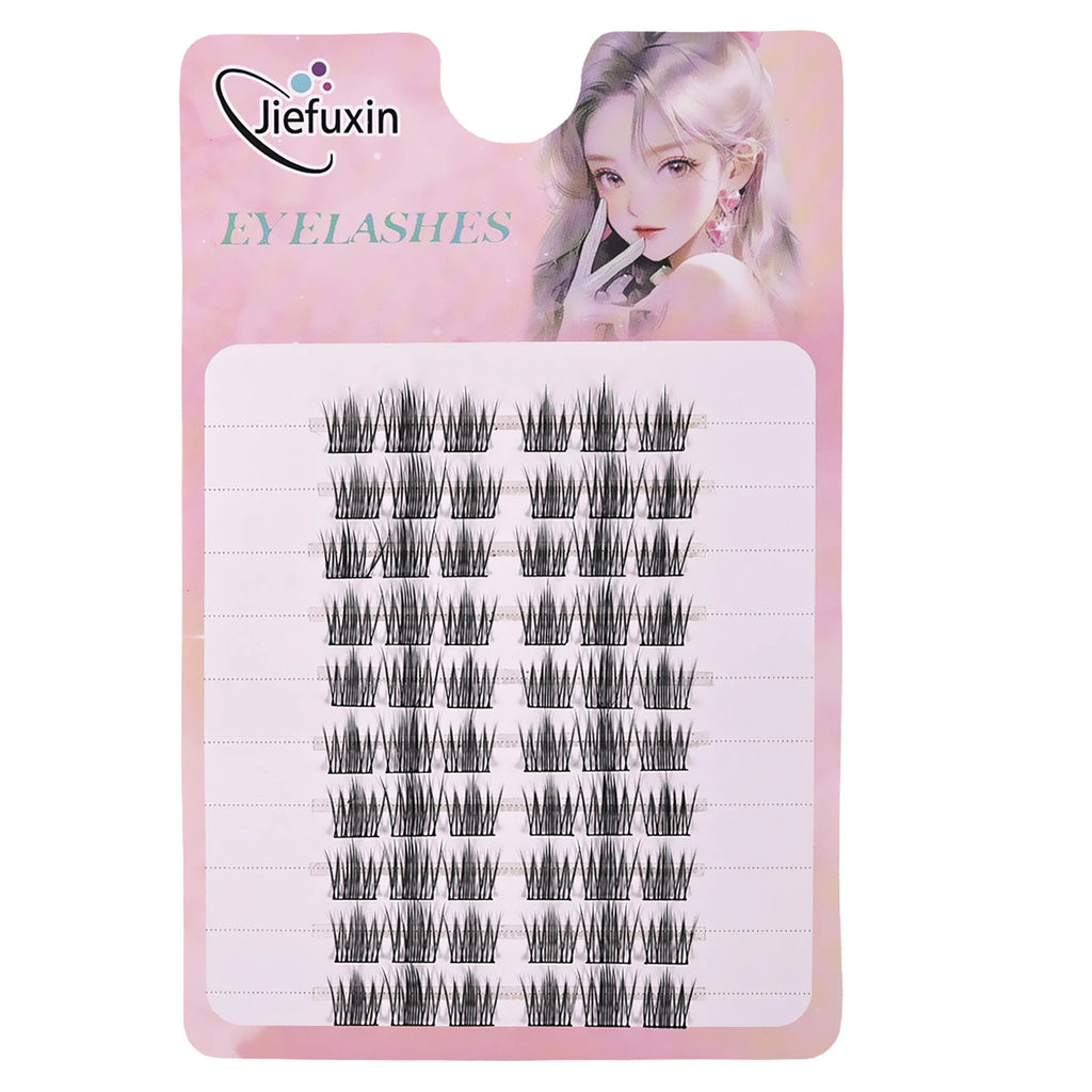 Jiefuxin DIY Lashes Fox Eye Manga False Eyelashes Large Capacity Tapered Thick Segmented Individual Cluster Lash Extensions - Cozy & Co. Market
