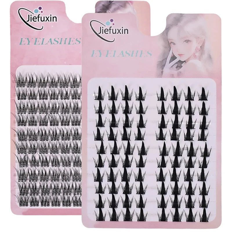 Jiefuxin DIY Lashes Fox Eye Manga False Eyelashes Large Capacity Tapered Thick Segmented Individual Cluster Lash Extensions - Cozy & Co. Market