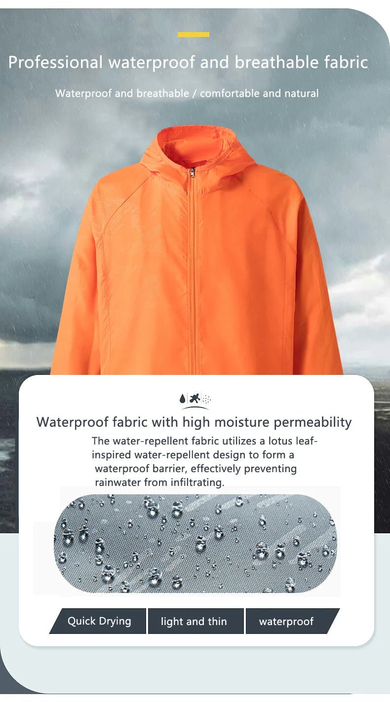 JNLN Camping Rain Jacket Men Women Waterproof Sun Protection Clothing Fishing Hunting Clothes Quick Dry Windbreaker With Pocket - Cozy & Co. Market