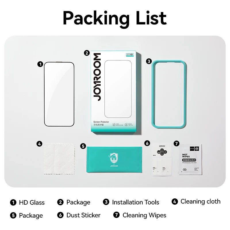 Joyroom 3/2/1PCS HD Glass For iPhone 17 16 15 Pro Max Screen Protector Full Screen Tempered Glass Protection For iPhone 17 16 15 - Cozy & Co. Market
