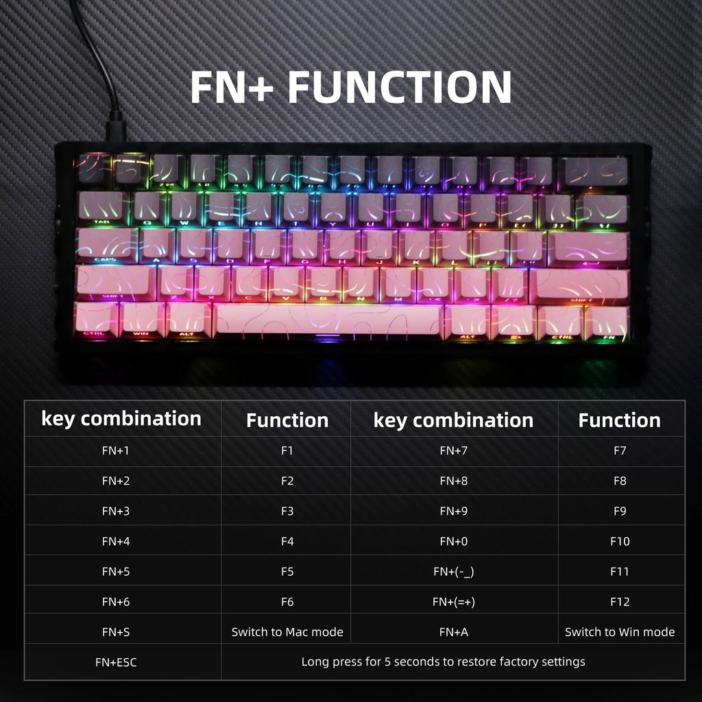 Kavlorn NJ61 Blue Wired Mechanical Keyboard, RGB Backlit, Full N-Key Rollover, for Gaming and Office Use - Cozy & Co. Market