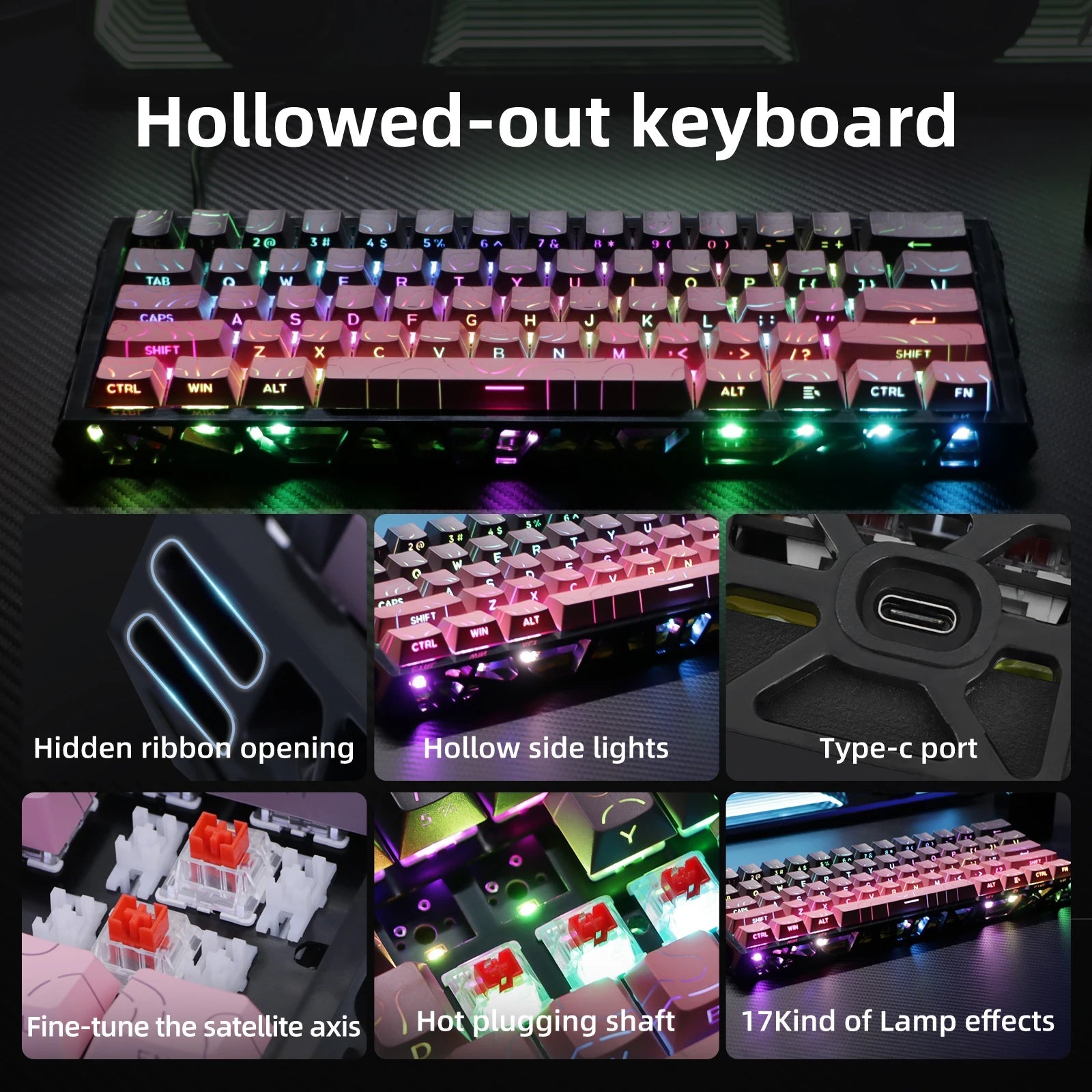 Kavlorn NJ61 Blue Wired Mechanical Keyboard, RGB Backlit, Full N-Key Rollover, for Gaming and Office Use - Cozy & Co. Market