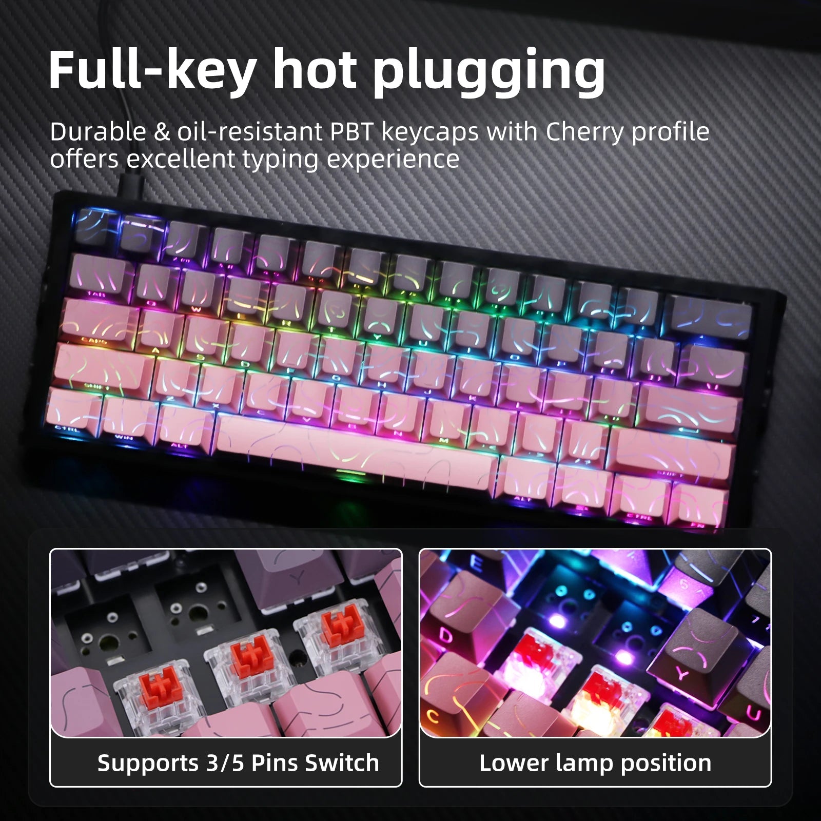 Kavlorn NJ61 Blue Wired Mechanical Keyboard, RGB Backlit, Full N-Key Rollover, for Gaming and Office Use - Cozy & Co. Market