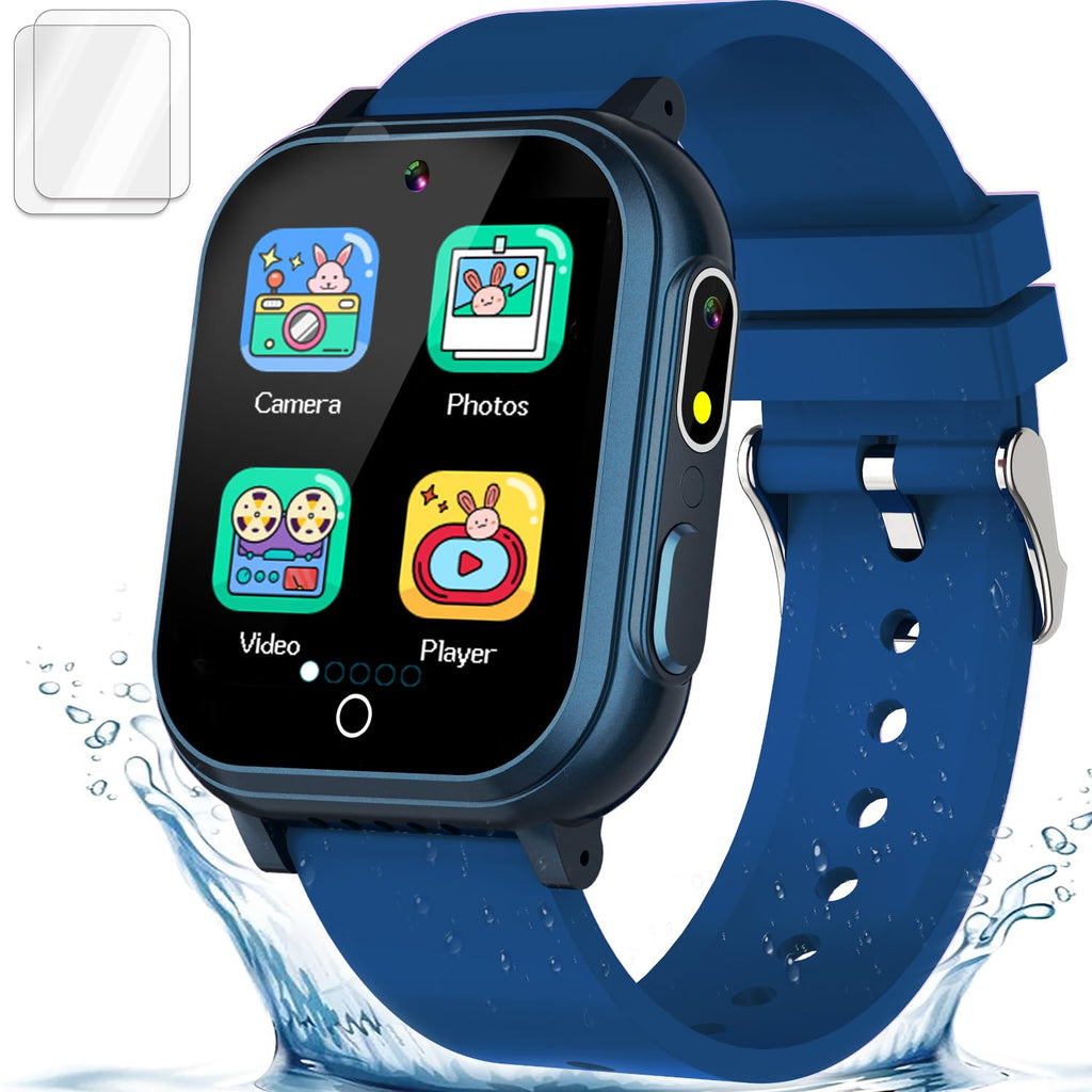 Kids Smart Watch Gift for Boys Ages 3-12 IP67 Waterproof 32 Puzzle Games HD Touchscreen Dual Camera Video Pedometer Music Player Kids Watch Toy Birthday Gifts for Boys Ages 5 6 7 8 9 10 (Blue) - Cozy & Co. Market