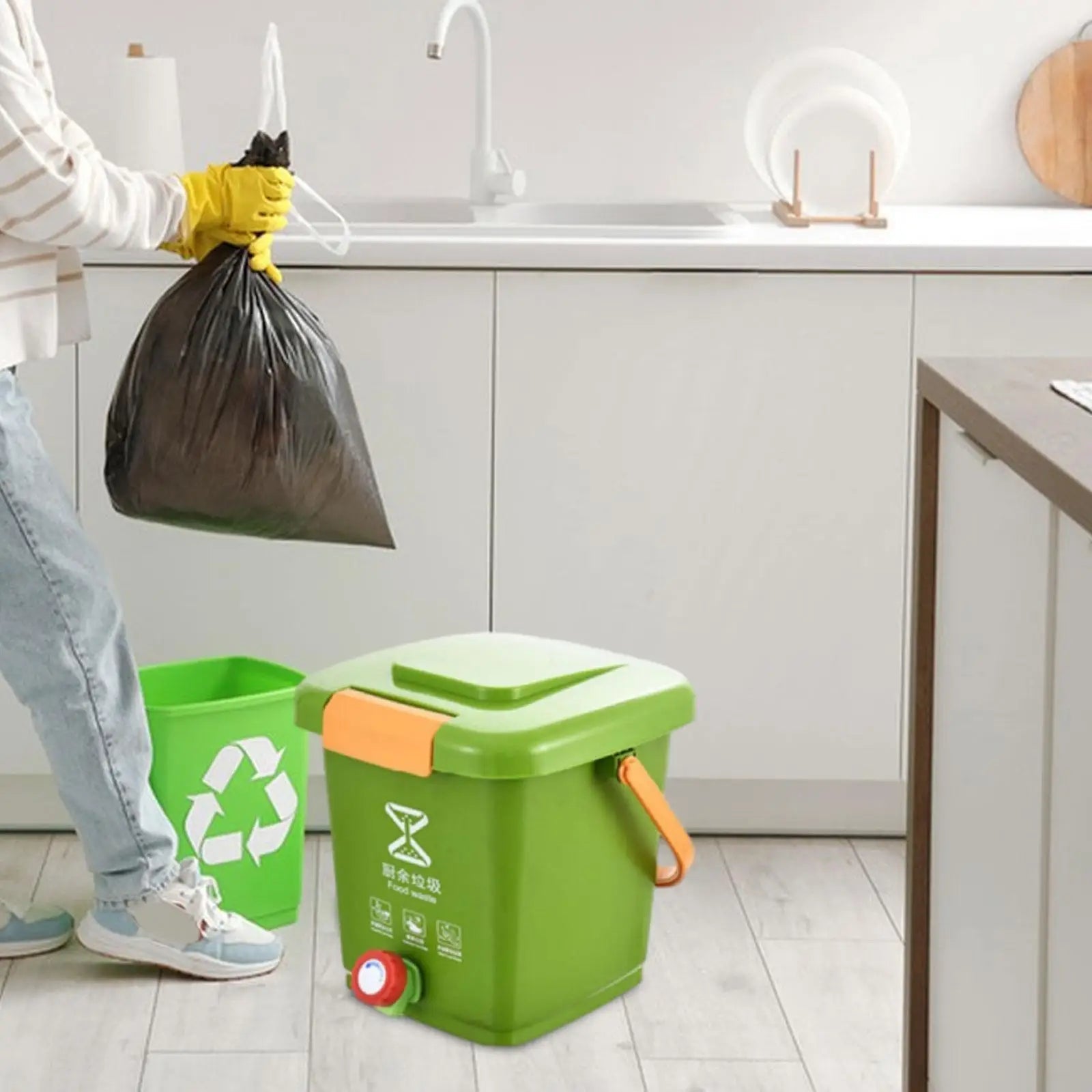 Kitchen Waste Compost Bucket Easy to Clean Modern Composting Recycle Bucket Trash Can for Pantry Home Countertop Kitchen - Cozy & Co. Market