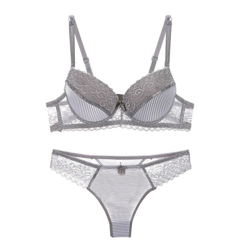 Lace Striped Lingerie Set with Bra and Panties - Cozy & Co. Market