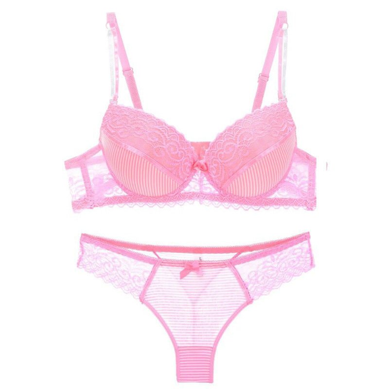 Lace Striped Lingerie Set with Bra and Panties - Cozy & Co. Market