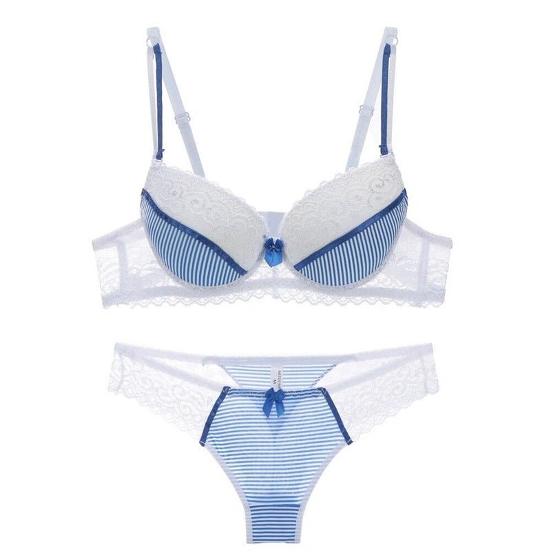 Lace Striped Lingerie Set with Bra and Panties - Cozy & Co. Market