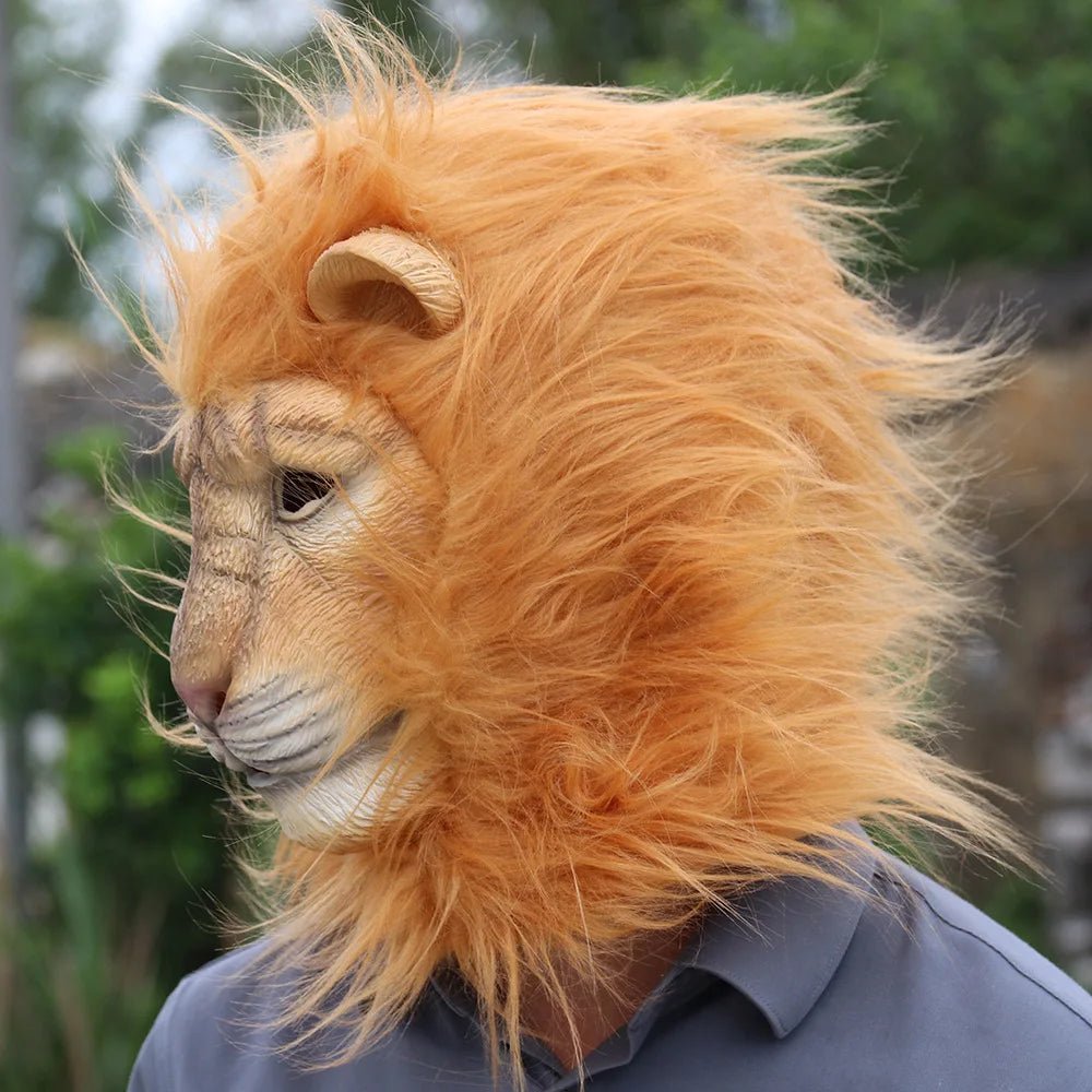Latex Brown Lion Mask Party Funny Animal Style Funny Show Adult Headgear Halloween Masks One Size - Cozy & Co. Market