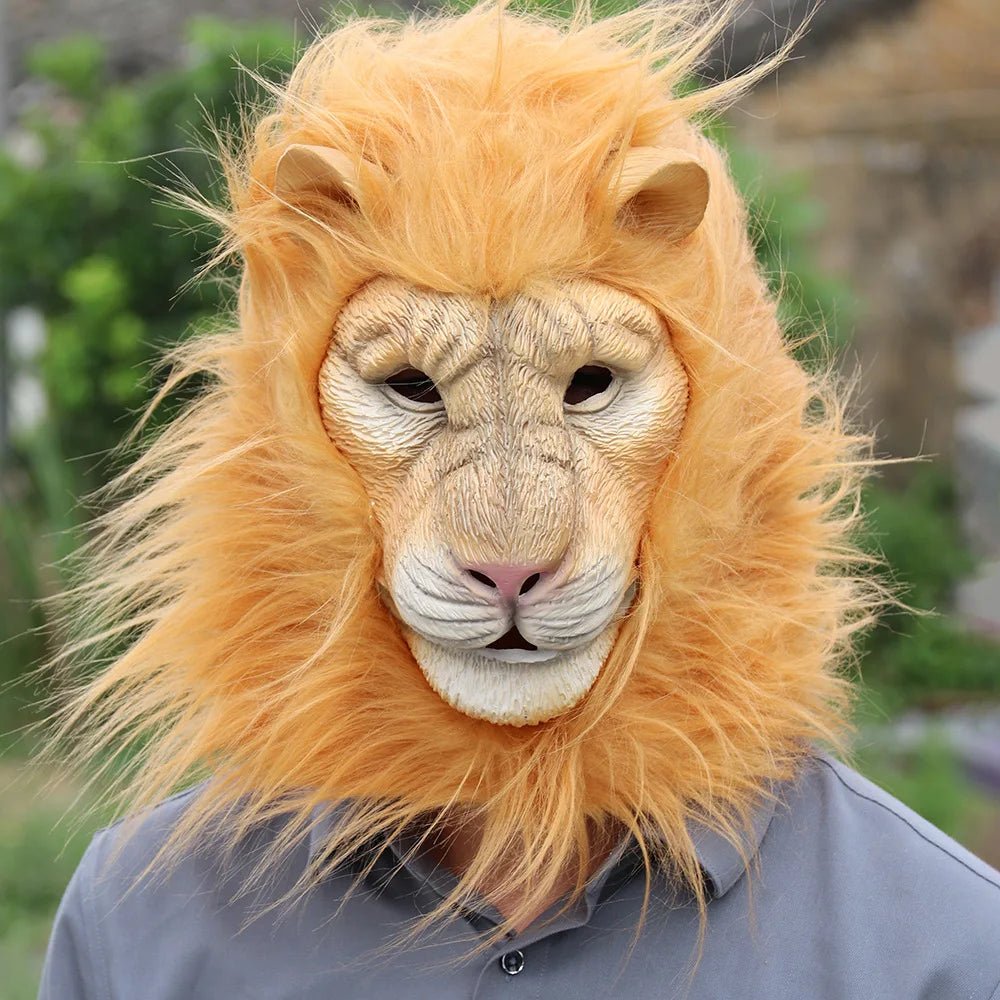 Latex Brown Lion Mask Party Funny Animal Style Funny Show Adult Headgear Halloween Masks One Size - Cozy & Co. Market