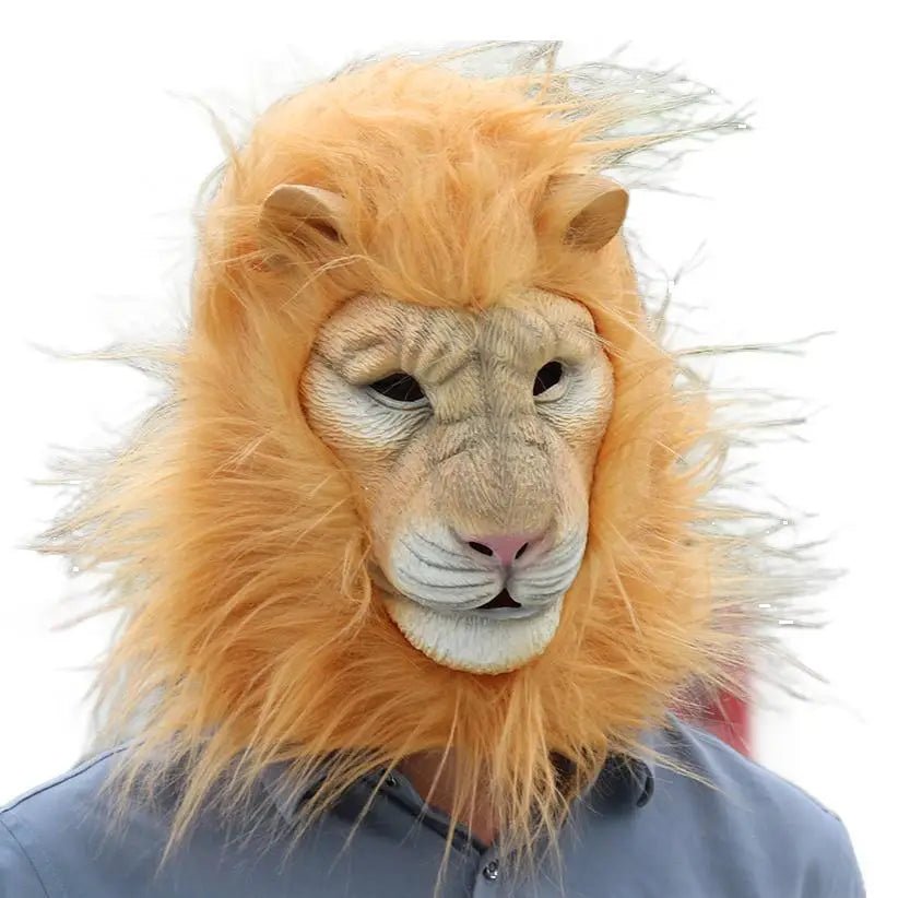 Latex Brown Lion Mask Party Funny Animal Style Funny Show Adult Headgear Halloween Masks One Size - Cozy & Co. Market