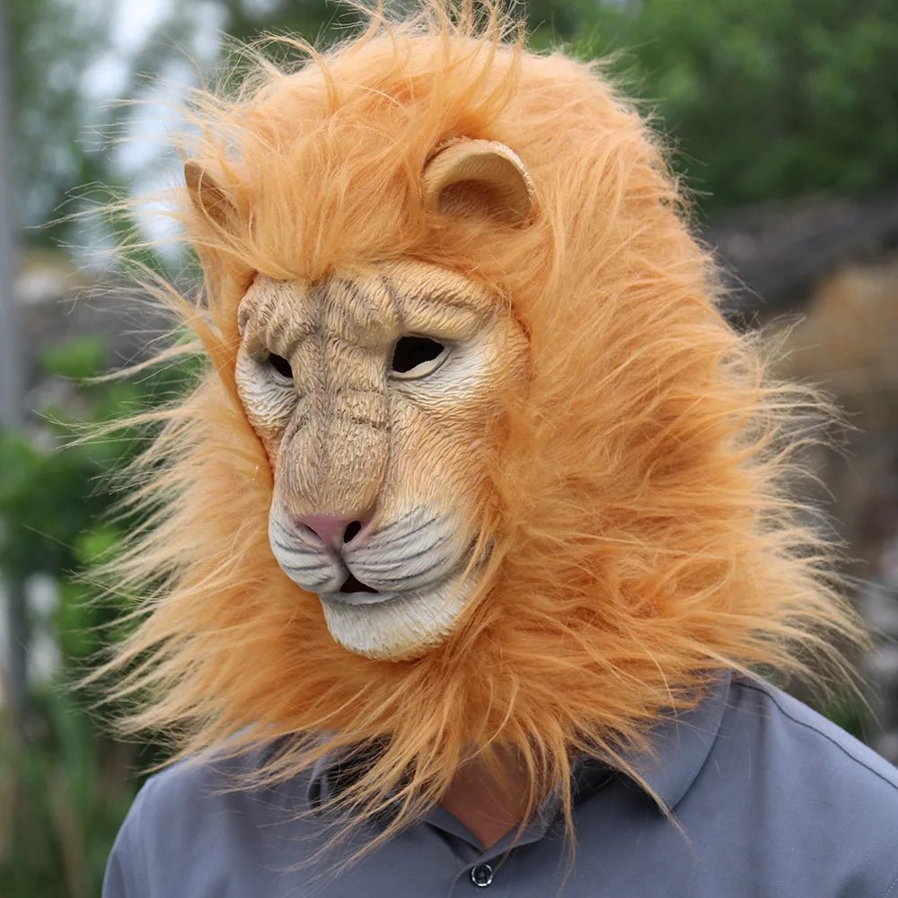 Latex Brown Lion Mask Party Funny Animal Style Funny Show Adult Headgear Halloween Masks One Size - Cozy & Co. Market
