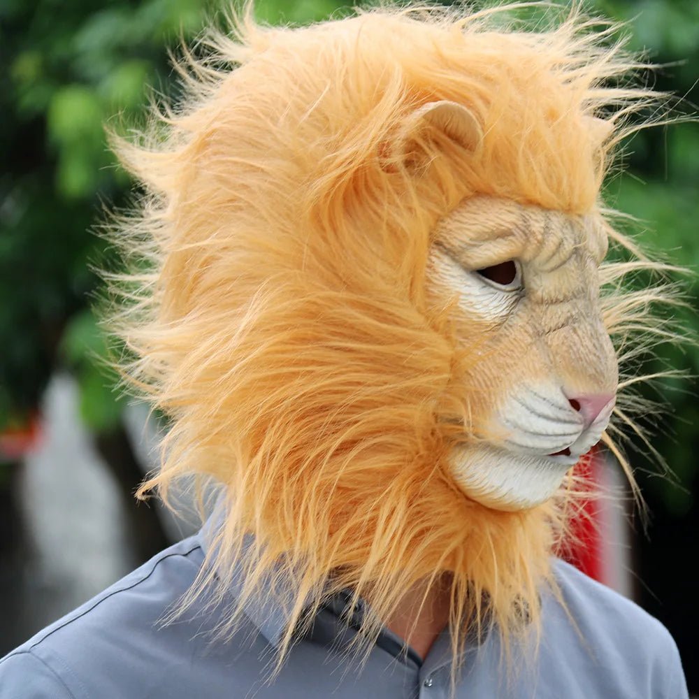 Latex Brown Lion Mask Party Funny Animal Style Funny Show Adult Headgear Halloween Masks One Size - Cozy & Co. Market