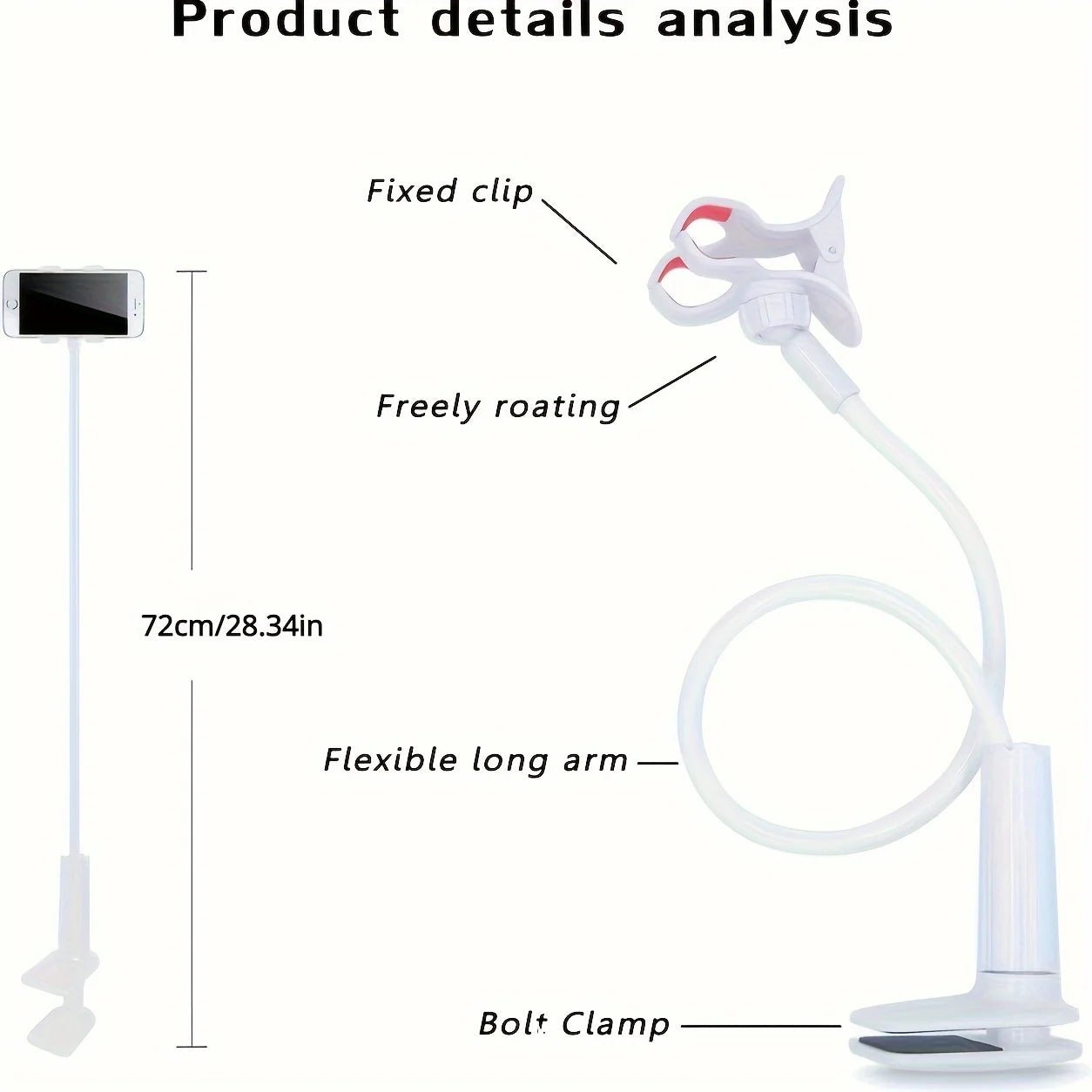 Lazy Bedside DesktopMobile Phone Clamp Bracket Flexible Long Arm Gooseneck Lazy Person Bracket With Handle Overhead Live Bracket - Cozy & Co. Market
