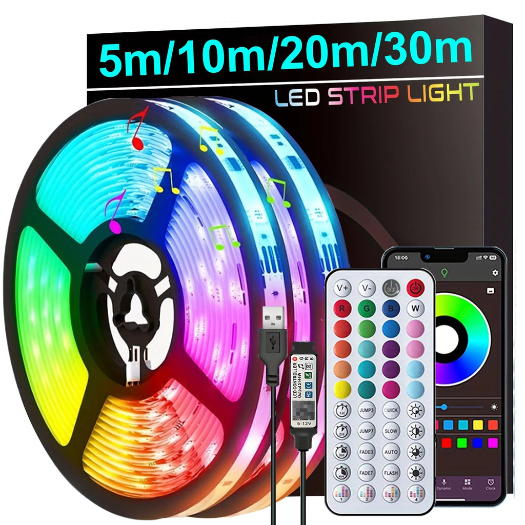 Led Strip Lights Music Sync Led Lights Room with APP Control, Flexible Ribbon Tape Lights for Home Party Decor TV Backlight - Cozy & Co. Market