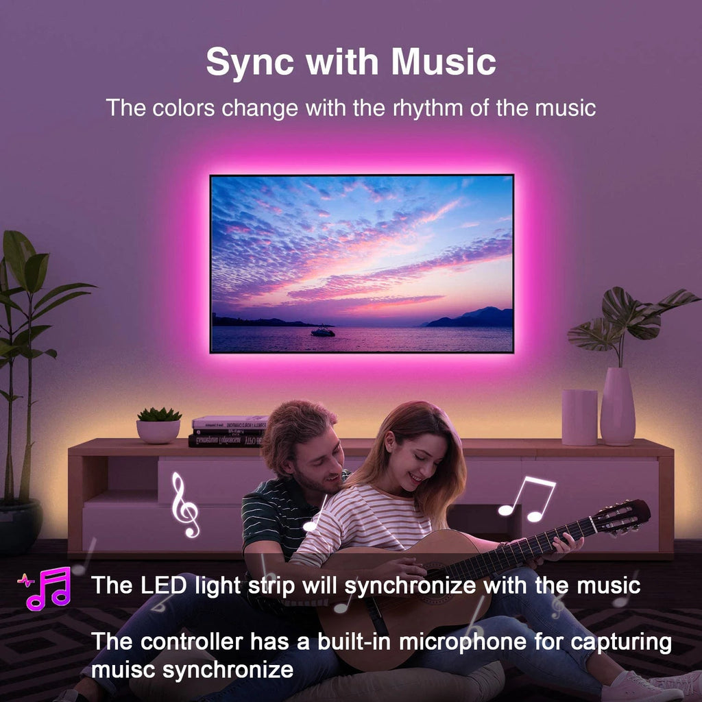 Led Strip Lights Music Sync Led Lights Room with APP Control, Flexible Ribbon Tape Lights for Home Party Decor TV Backlight - Cozy & Co. Market