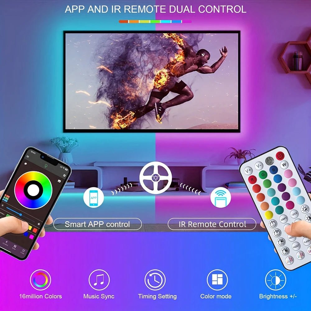 Led Strip Lights Music Sync Led Lights Room with APP Control, Flexible Ribbon Tape Lights for Home Party Decor TV Backlight - Cozy & Co. Market