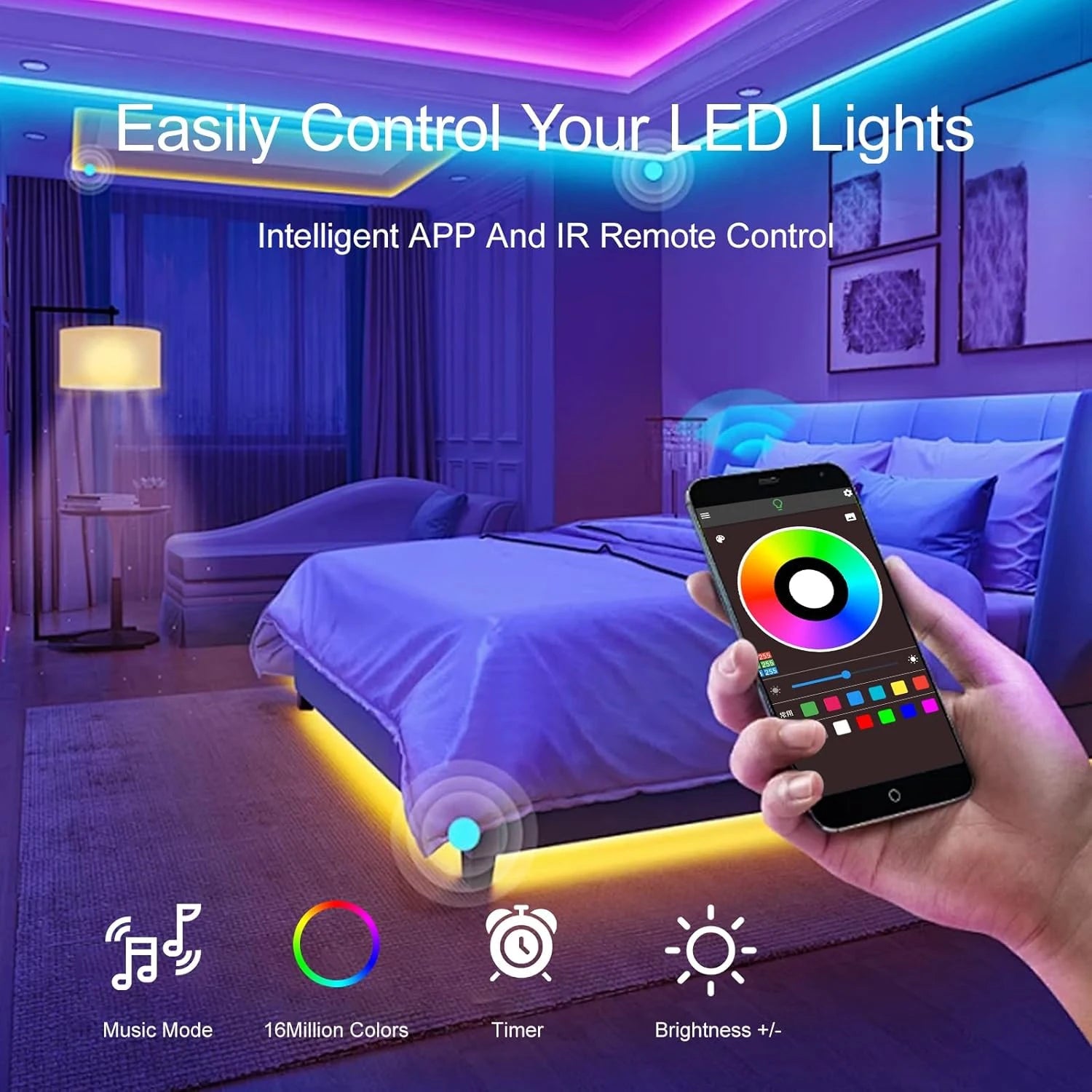Led Strip Lights Music Sync Led Lights Room with APP Control, Flexible Ribbon Tape Lights for Home Party Decor TV Backlight - Cozy & Co. Market