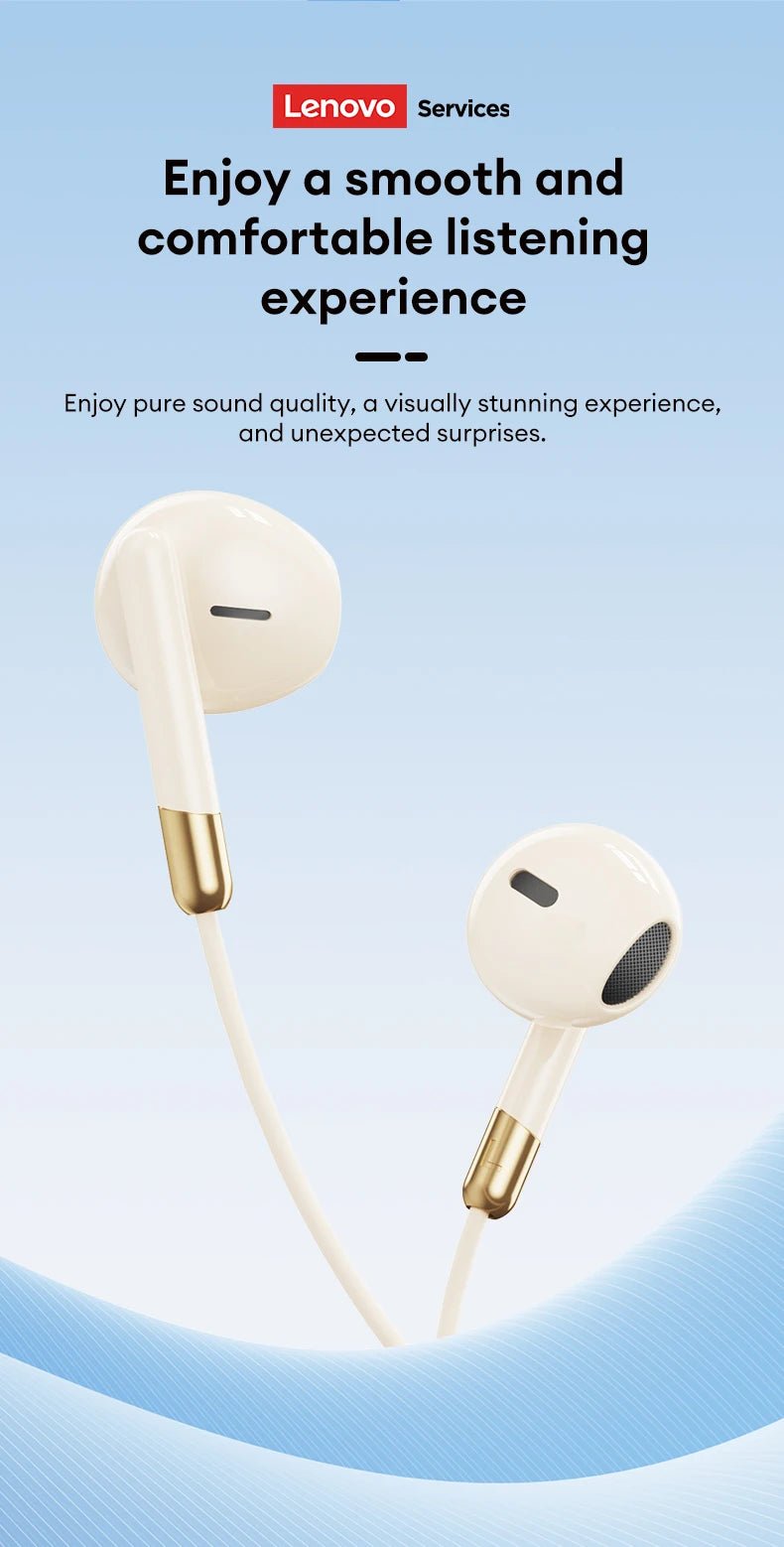 Lenovo Wired Earphones Gaming Headset Low Latency Headphones TypeC 3.5mm AUX In-Ear Earbuds with Mic For iPhone 16 17 New Y106 - Cozy & Co. Market