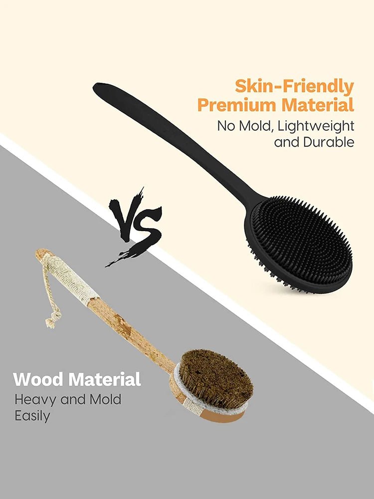 Long Handle Bath Brush and Shampoo Brush Set - Exfoliating Body Scrubber & Scalp Massage Brush for Shower, Bath & Skin Care (2-P - Cozy & Co. Market