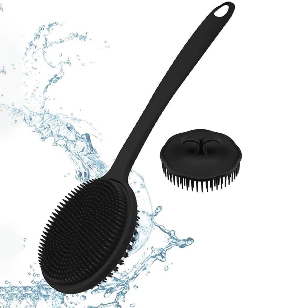 Long Handle Bath Brush and Shampoo Brush Set - Exfoliating Body Scrubber & Scalp Massage Brush for Shower, Bath & Skin Care (2-P - Cozy & Co. Market