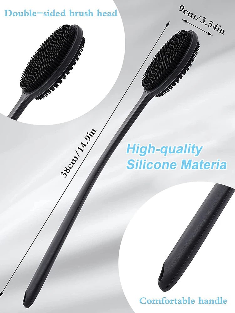 Long Handle Bath Brush and Shampoo Brush Set - Exfoliating Body Scrubber & Scalp Massage Brush for Shower, Bath & Skin Care (2-P - Cozy & Co. Market
