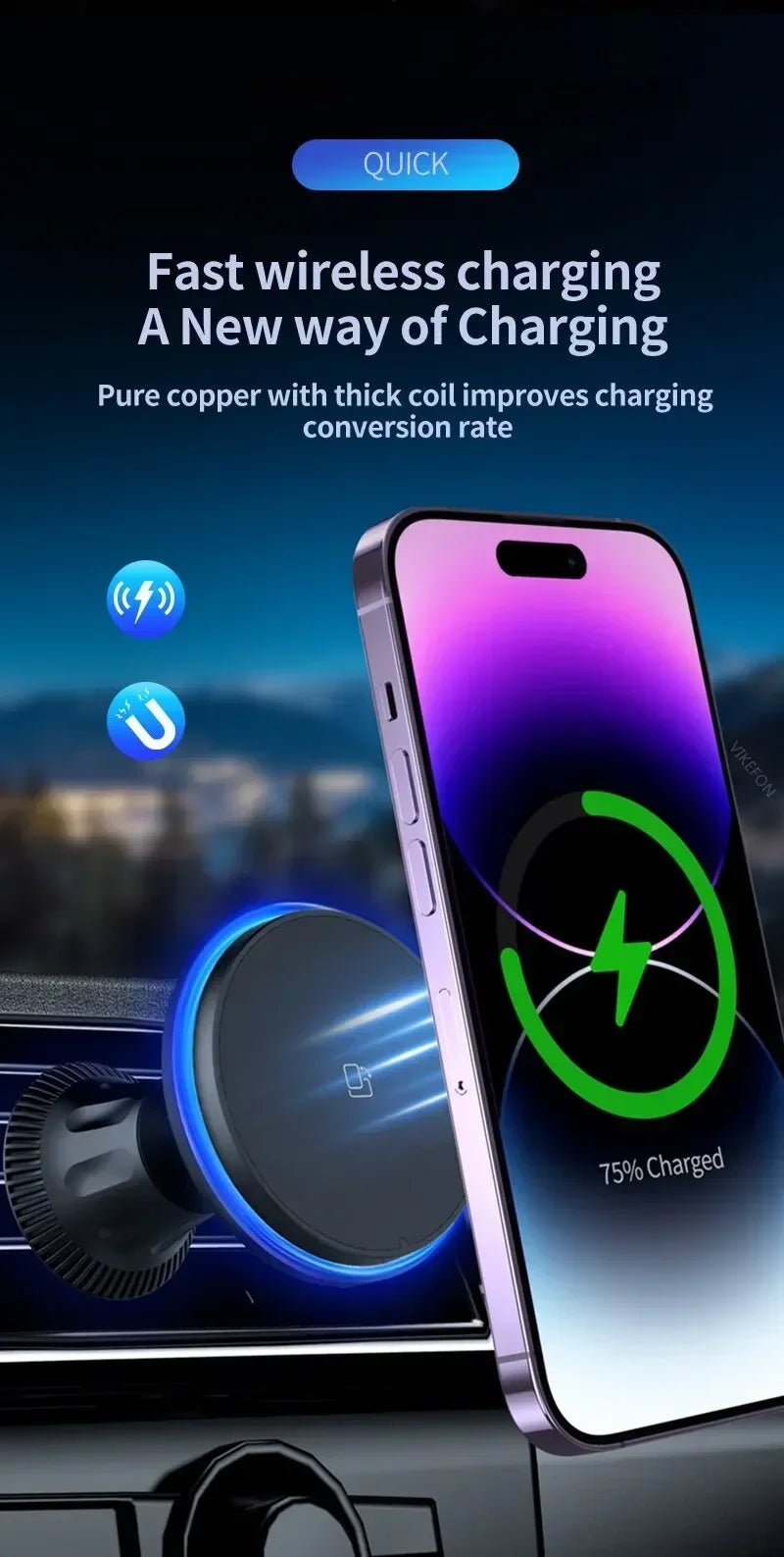 Magnetic Car Wireless Charger RGB For iPhone12 13 14 15 16 17 Pro Max Macsafe Car Phone Holder Stand Mount Fast Charging Station - Cozy & Co. Market