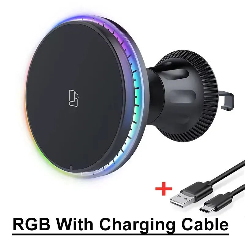 Magnetic Car Wireless Charger RGB For iPhone12 13 14 15 16 17 Pro Max Macsafe Car Phone Holder Stand Mount Fast Charging Station - Cozy & Co. Market