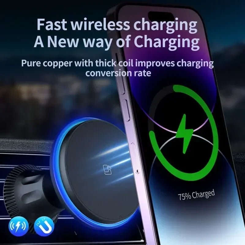 Magnetic Car Wireless Charger RGB For iPhone12 13 14 15 16 17 Pro Max Macsafe Car Phone Holder Stand Mount Fast Charging Station - Cozy & Co. Market