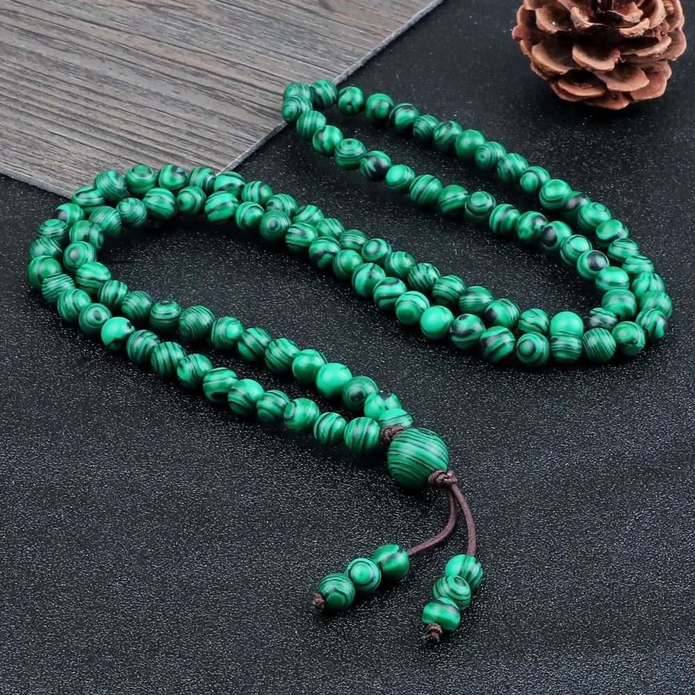 Men's Natural Stone Malachite 108 Beaded Necklace - Cozy & Co. Market