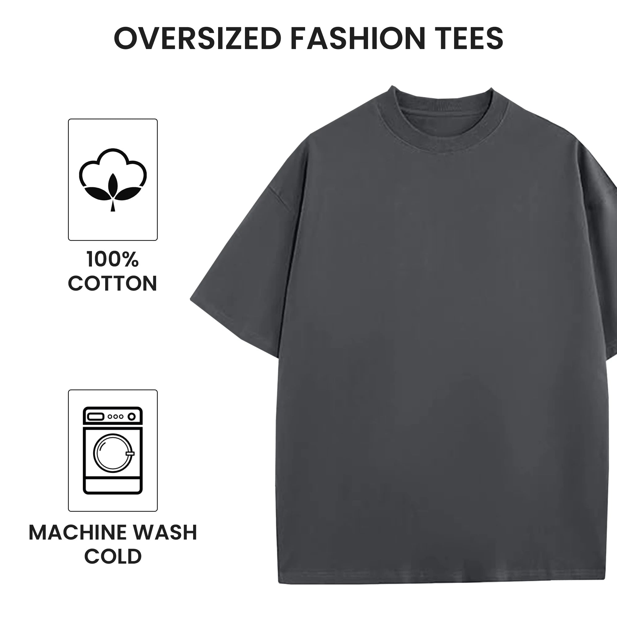Men's Oversized 100% Cotton Knitted Crew Neck Short Sleeve Heavyweight Loose Fit Solid Pattern Eco-Friendly Vintage Plain Tee - Cozy & Co. Market