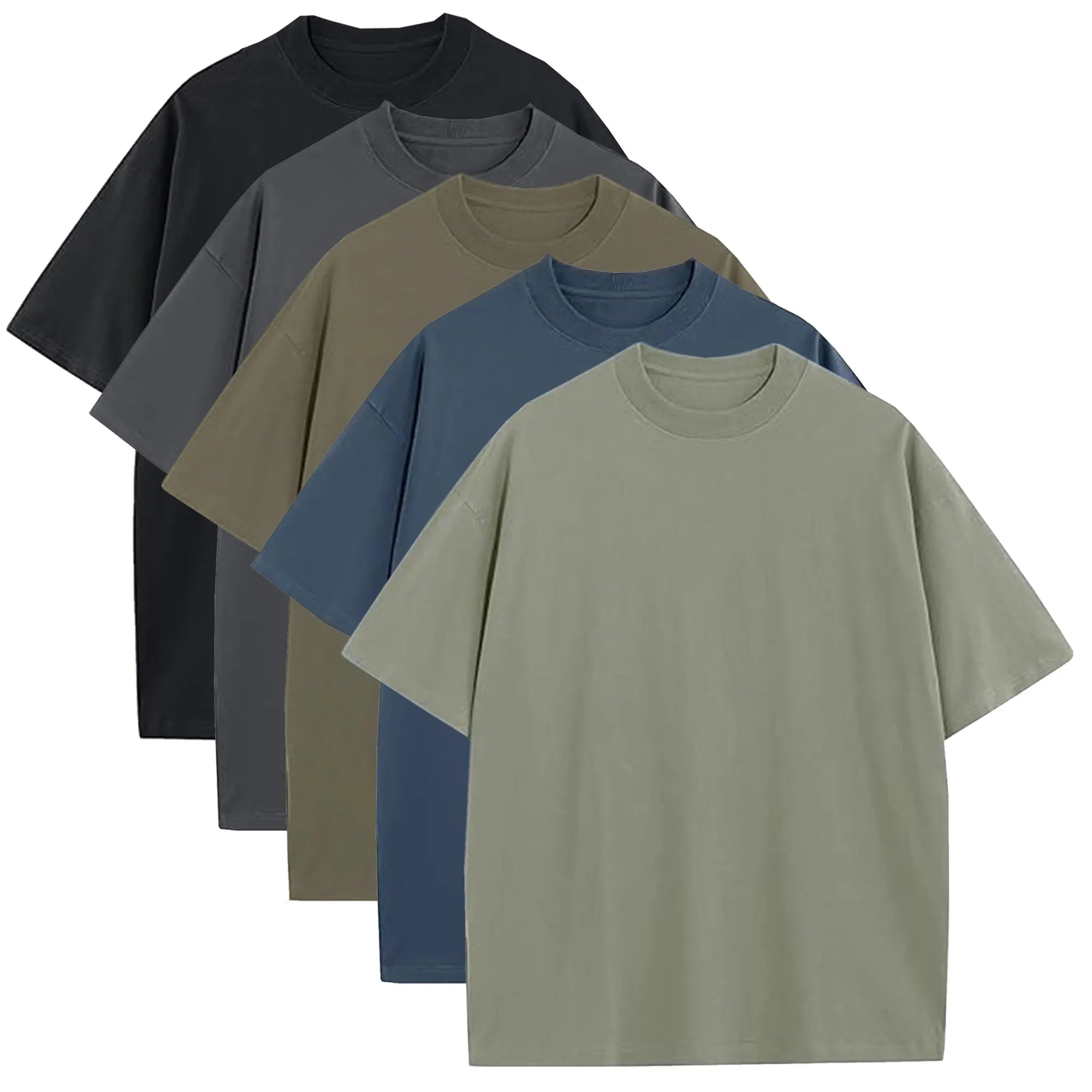 Men's Oversized 100% Cotton Knitted Crew Neck Short Sleeve Heavyweight Loose Fit Solid Pattern Eco-Friendly Vintage Plain Tee - Cozy & Co. Market