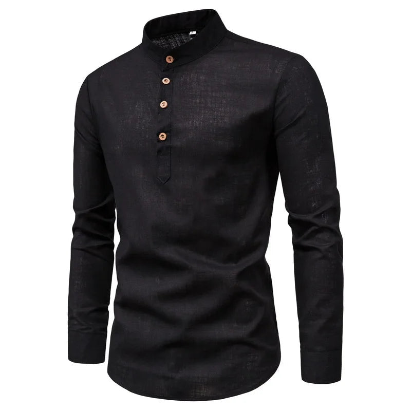 Men's Slim Fit Long Sleeve Cotton Polyester Shirt - Autumn Casual Business Blouse Top (Custom Logo Available) - Cozy & Co. Market