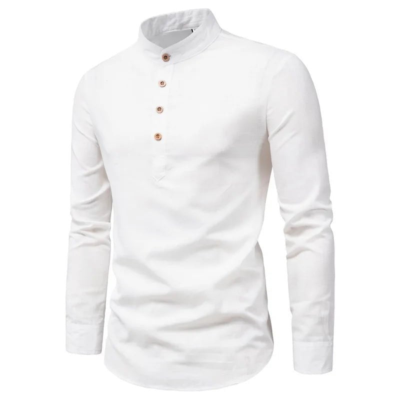 Men's Slim Fit Long Sleeve Cotton Polyester Shirt - Autumn Casual Business Blouse Top (Custom Logo Available) - Cozy & Co. Market