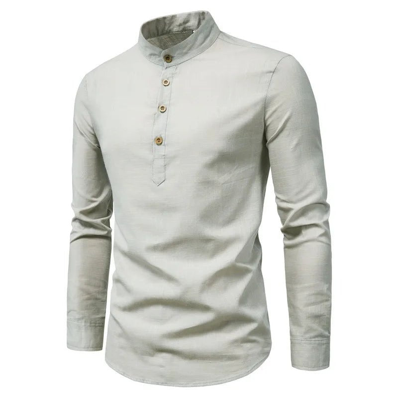 Men's Slim Fit Long Sleeve Cotton Polyester Shirt - Autumn Casual Business Blouse Top (Custom Logo Available) - Cozy & Co. Market