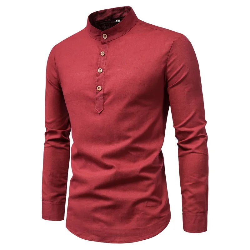 Men's Slim Fit Long Sleeve Cotton Polyester Shirt - Autumn Casual Business Blouse Top (Custom Logo Available) - Cozy & Co. Market