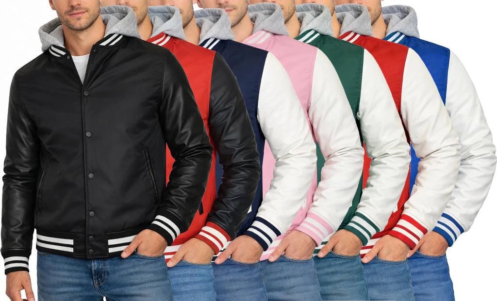 Men's Streetwear Winter Windproof Thick Solid Color Hooded Varsity Jacket Finished Covered Button Closure Detachable Hood 100% - Cozy & Co. Market