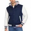 Men's Streetwear Winter Windproof Thick Solid Color Hooded Varsity Jacket Finished Covered Button Closure Detachable Hood 100% - Cozy & Co. Market