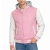 Men's Streetwear Winter Windproof Thick Solid Color Hooded Varsity Jacket Finished Covered Button Closure Detachable Hood 100% - Cozy & Co. Market
