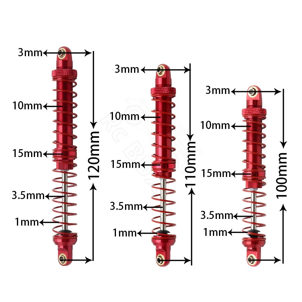 Metal 70mm 80mm 90mm 100mm 110mm 120mm Shock Absorber Oil Damper for 1/10 RC Crawler Car Axial SCX10 AXI03007 RBX10 D90 TRX4 - Cozy & Co. Market